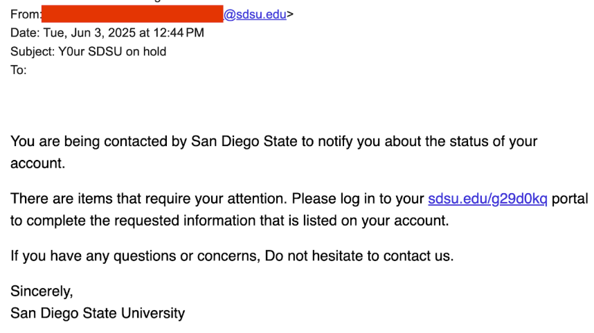Sample Phishing Message